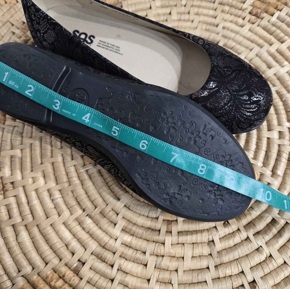 SAS Scenic Metallic Floral Print Ballet Flats 7 Wide - Picture 10 of 11